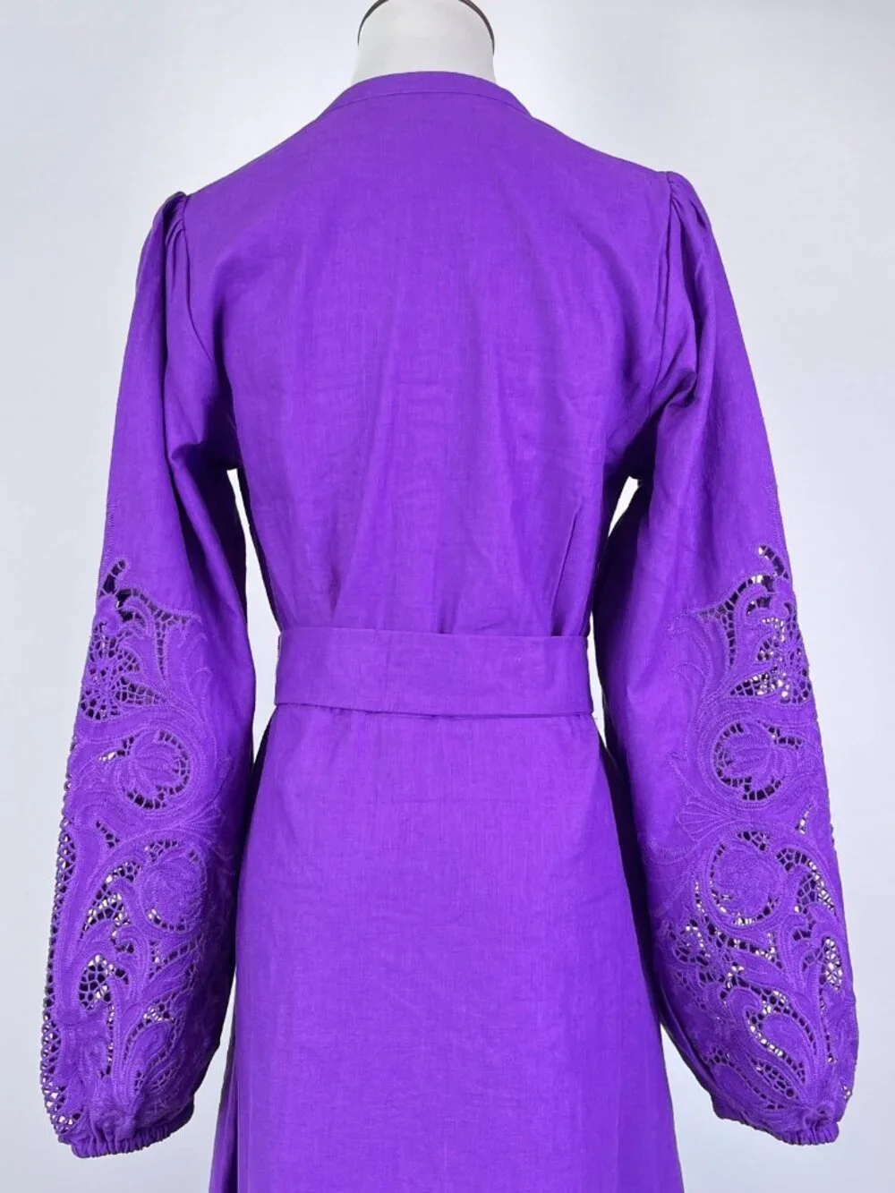 $398 NWOT Boden Mae Embroidered Linen Blend Long Sleeves Midi Dress Size 10 - Picture 9 of 16